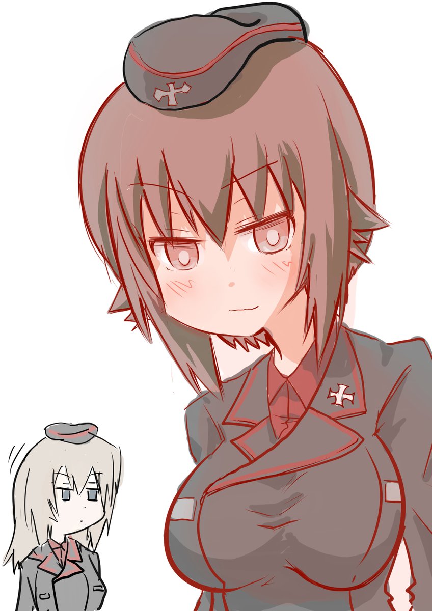 逸見エリカ ,西住まほ 「描いた!おねえちゃん! #ガルパン」|くまのこ㌠のイラスト