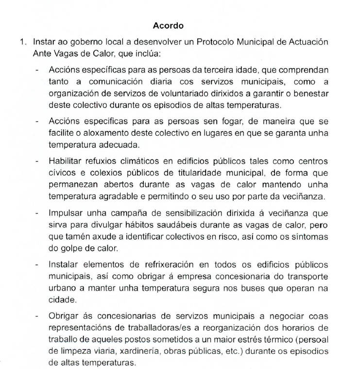 BNGACorunha's tweet photo. O #PlenoXullo aproba x unanimidade a moción d @DavidAjdhar para o Concello tomar medidas q contribúan a protexer das vagas de calor a poboación máis vulnerábel -maiores, persoas sen fogar, traballadorxs sometidxs a estrés térmico.

Vixiaremos que esas medidas se leven á práctica! https://t.co/oyt48Pe21x