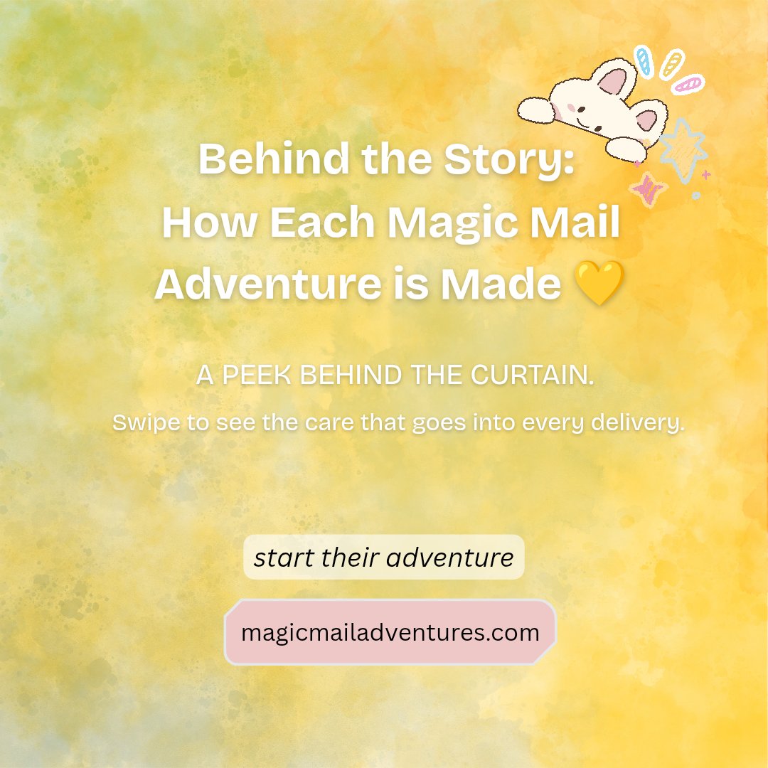 mailadventures's tweet photo. Ever wonder what goes into each Magic Mail delivery? 👀 From personalizing the letter to crafting the story, designing the puzzle &amp; illustrating the map. Every detail is made with care. ✨ 
Swipe through to see the process. 
Link in bio to start their adventure today! 💛 https://t.co/U71hJD9lEK