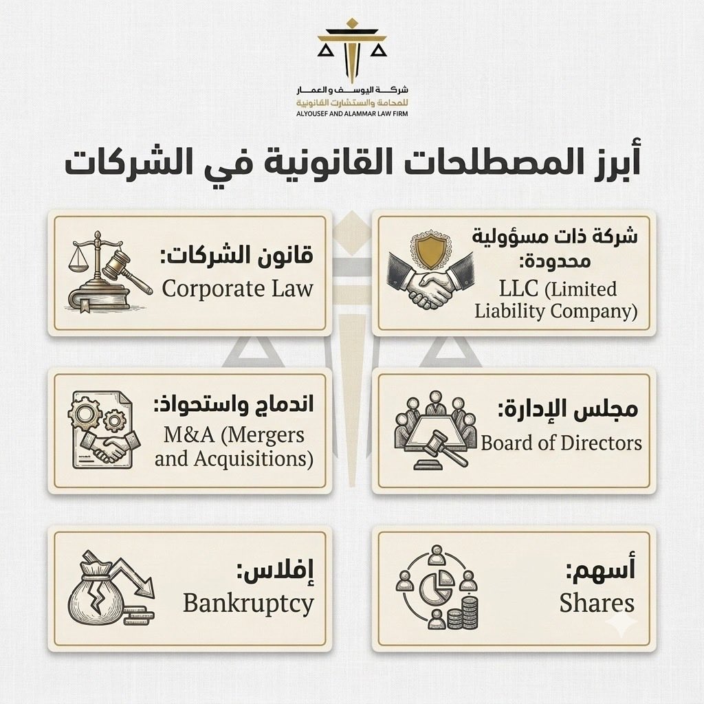YALawFirm's tweet photo. أبرز المصطلحات القانونية في الشركات: https://t.co/wRaMXgmphA