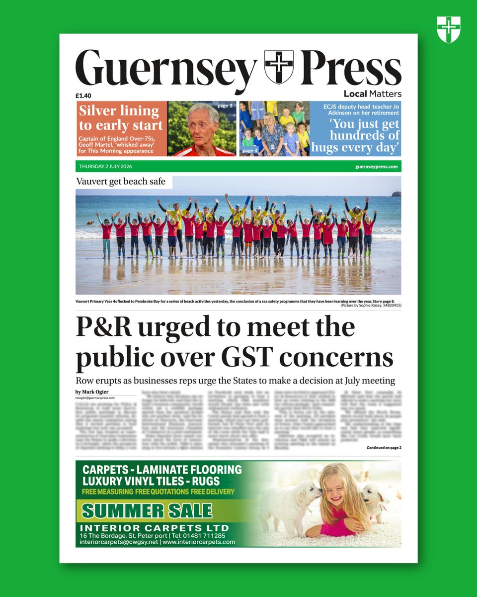 GuernseyPress's tweet photo. Thursday’s Press 🗞️ https://t.co/i9OdY401tx