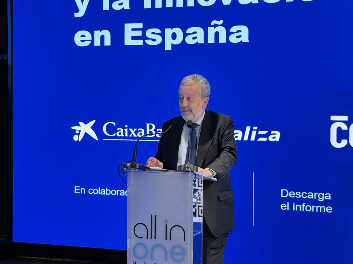 CABK_Dualiza's tweet photo. Tomás Muniesa, presidente de #CabkDualiza y @caixabank , y Cristina Garmendia, presidenta de @Cotec_Innova , inauguran la jornada poniendo el foco en la necesidad de reconocer el papel de la Formación Profesional dentro del sistema de innovación. https://t.co/hQR74eJehM