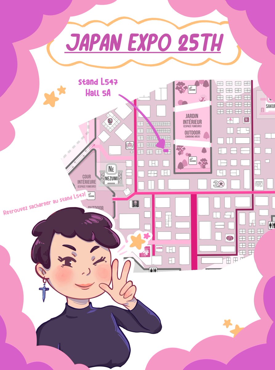 sacharner's tweet photo. JAPAN EXPO CATALOGUE ♥
 STAND L547 HALL 5A

Hello! C'est ma première fois a la Japan Expo, n'hésitez pas a passer sur mon stand! 🥰
Hi yall ! It's my first time going to Japan Expo, don't hesitate to come and say hi! 💜 https://t.co/3upaePULDo