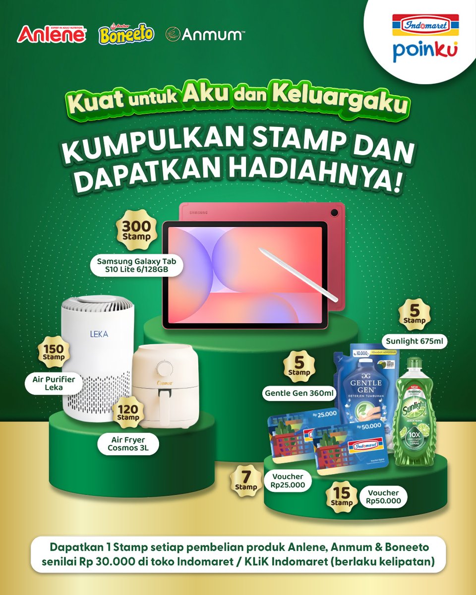 Indomaret's tweet photo. Beli Anlene di Indomaret, kumpulkan Stamp dan dapatkan hadiah menarik! 🥛💚
Cek S&K lengkap di aplikasi Indomaret Poinku
📅 Periode : 1 Juli - 30 September 2026
#Indomaret #IndomaretPoinku #Anlene https://t.co/WnE7hYxtUZ