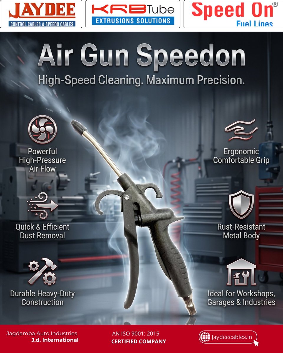 jaydeecablesnow's tweet photo. Experience powerful and precise cleaning with the Air Gun Speedon. It's perfect for workshops, garages, and industrial applications. Clean dust and debris quickly and efficiently with professional-grade performance.

#AirGunSpeedon #AirBlowGun #IndustrialTools #WorkshopTools https://t.co/IfXQKguJRl