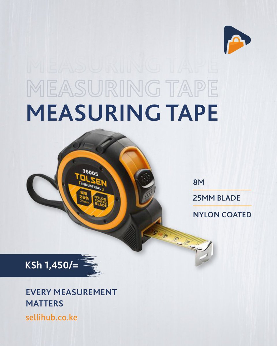 sellihub's tweet photo. Every great project starts with the right measurement. Get the Tolsen 8m Measuring Tape for accurate, reliable results every time.
Available now!
Call: +254 727 219764
Email us: sellihub@gmail.com
Visit: https://t.co/RhvZFoFgYV
#Sellihub #Tolsen #MeasuringTape #HardwareKenya https://t.co/mR6gXtkTAH