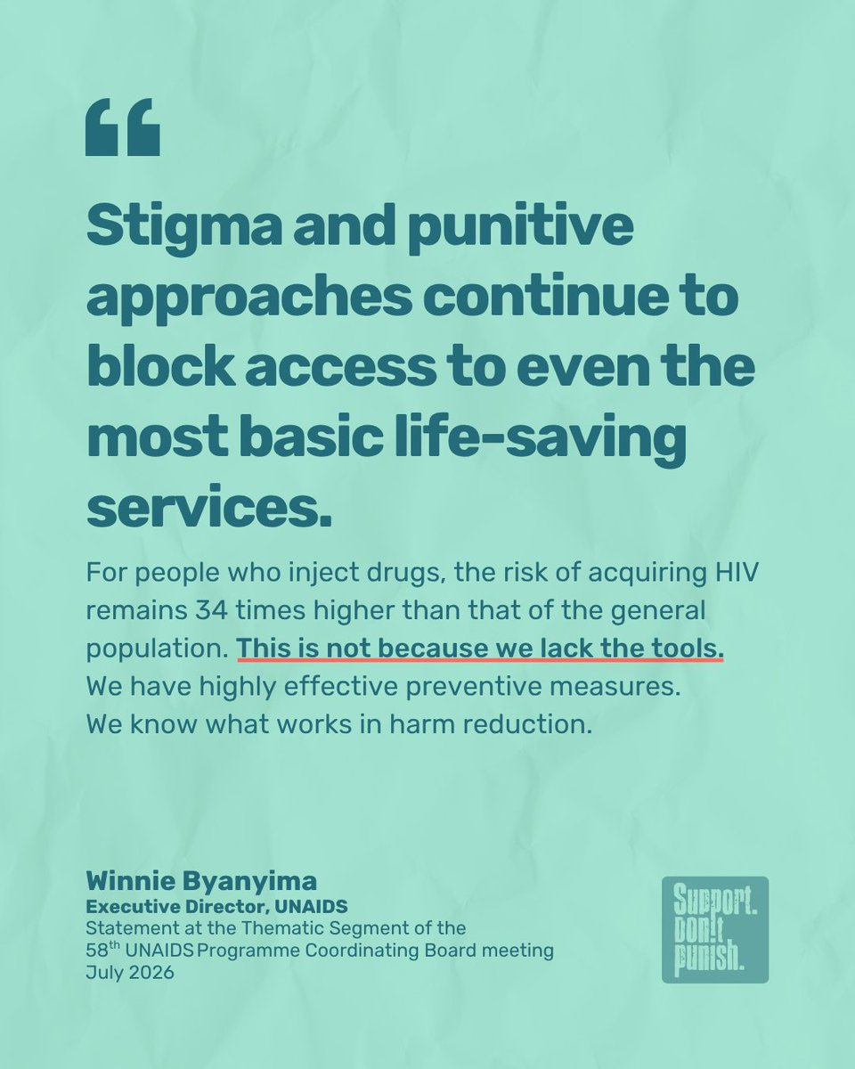 SDPcampaign's tweet photo. Thematic segment of @UNAIDS' #PCB58 opened with a clear truth: Punishment blocks support.
Defunding care & aid, maintaining punitive measures & pushing communities to the margins derail the HIV response, cost lives.
The pandemic is not over. States must act!
#SupportDontPunish https://t.co/eZZZQQj8Xz