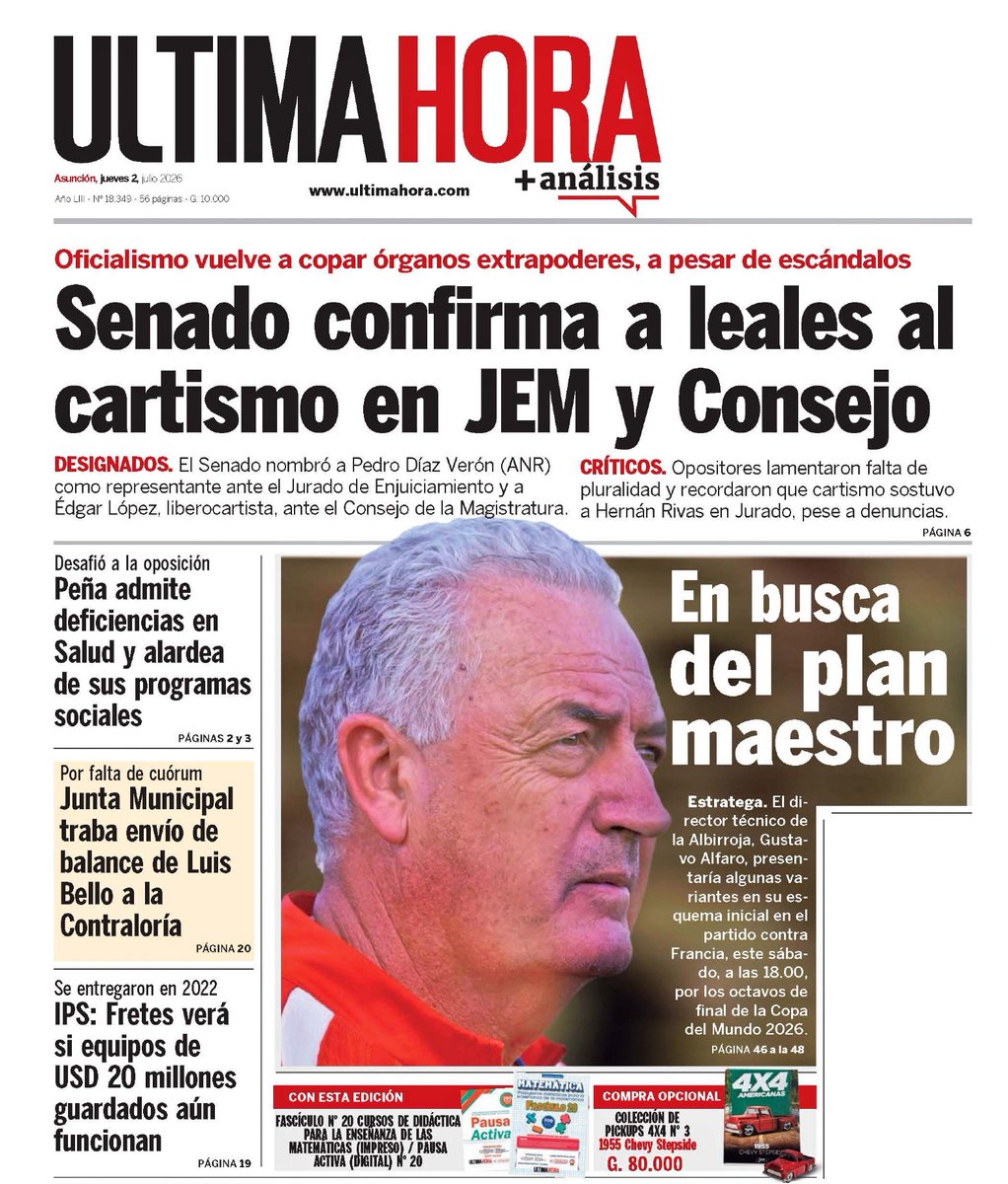 npyoficial's tweet photo. 📌 Compartimos la portada de @UltimaHoraCom de este jueves con sus títulos destacados
♦️ Senado confirma a leales al cartismo en JEM y Consejo
♦️ En busca del plan maestro
🗞 Adquirí tu diario aquí https://t.co/fIAfK5ehch
#NPY #NosConecta https://t.co/bk59Lw40es