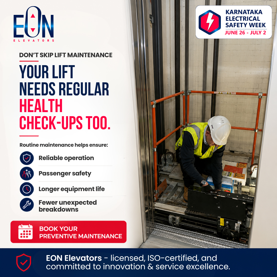EON_Elevators's tweet photo. Your elevator needs regular check-ups too.

Routine maintenance improves safety, prevents unexpected breakdowns, and keeps your lift running smoothly.

📞 Book Preventive Maintenance: 1800-274-2800

#EONElevators #ElevatorMaintenance #ElevatorSafety https://t.co/GP7mHpri8E