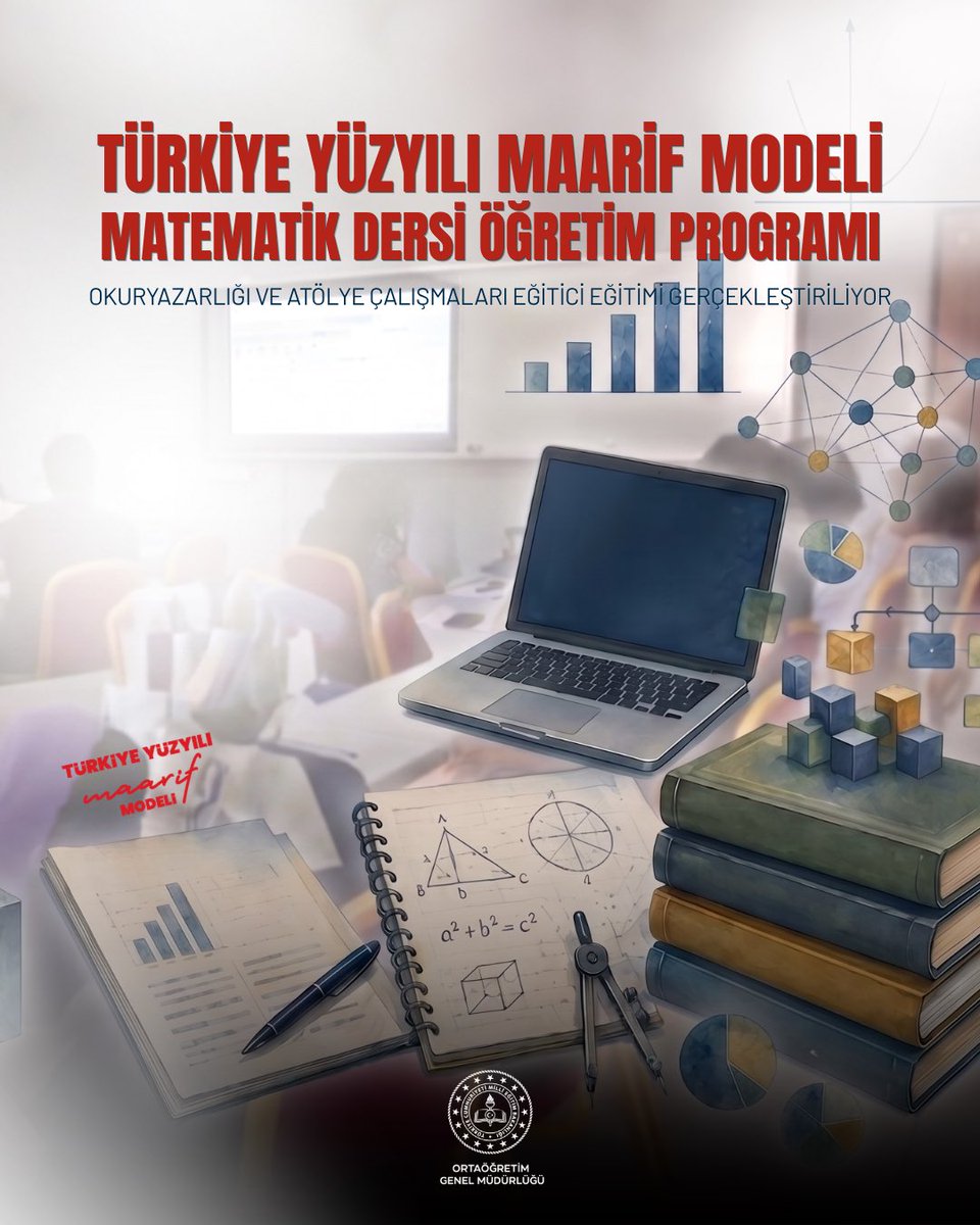 meb_ogm's tweet photo. MATEMATİK DERSİ ÖĞRETİM PROGRAMI OKURYAZARLIĞI VE ATÖLYE ÇALIŞMALARI EĞİTİCİ EĞİTİMİ GERÇEKLEŞTİRİLİYOR
📌 Türkiye Yüzyılı Maarif Modeli kapsamında düzenlenen Matematik Öğretim Programı Okuryazarlığı Eğitimi ve Atölye Çalışmaları, 29 Haziran-3 Temmuz 2026 tarihleri arasında Sakarya'da gerçekleştiriliyor.

📚 Eğitim programında; matematik öğretim programının etkin uygulanması, öğretim programı okuryazarlığının geliştirilmesi, beceri temelli öğretim süreçleri ile dinamik matematik uygulamaları, istatistik, veri analizi ve algoritma-kodlama alanlarında uygulamalı atölye çalışmaları yürütülüyor.

👥 14 eğitim görevlisi ve eğitim yöneticisinin yürütücülüğünde, 90 matematik öğretmeninin katılımıyla gerçekleştirilen programda öğretmenlerin mesleki gelişimlerinin desteklenmesi hedefleniyor.

🎯 Program sonunda katılımcıların Türkiye Yüzyılı Maarif Modeli doğrultusunda öğretim süreçlerini daha etkin, bütüncül ve beceri temelli bir yaklaşımla planlayıp uygulamaları amaçlanıyor.

🔗 Detaylar 👉 https://t.co/ObSq8jLPJ9

@tcmeb @Yusuf__Tekin @farukyelkenci @cengizmete