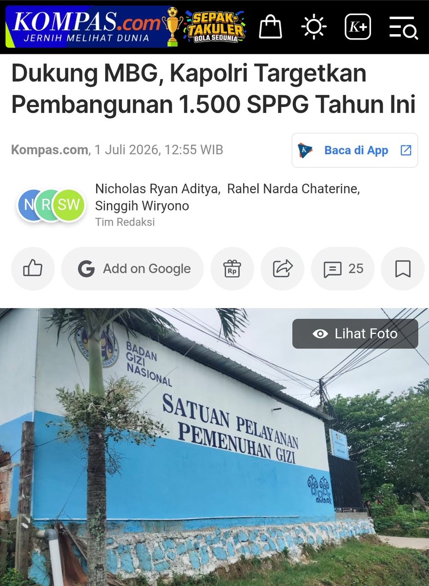 ARSIPAJA's tweet photo. 18 Juni 2026: BGN Tutup Portal Mitra, Tak Ada Lagi Akses untuk Dirikan Dapur MBG yang Baru

1 Juli 2026: Dukung MBG, Kapolri Targetkan Pembangunan 1.500 SPPG Tahun Ini https://t.co/qtR3MVQL3x