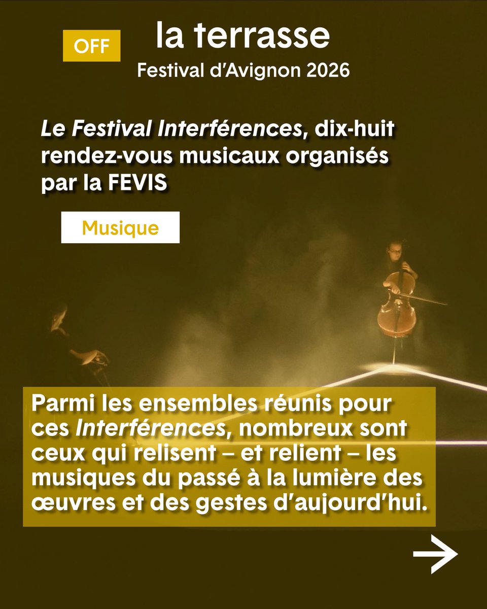 news_laterrasse's tweet photo. FESTIVAL INTERFÉRENCES - MUSIQUE - FEVIS - AVIGNON OFF
👉Lire l’article sur notre site : https://t.co/NgDeBEXlPr
🗓️ Du 8 au 17 juillet - Collection Lambert - L’Archivolte – Chapelle du Miracle
Avignon Off
Tel : 06 26 68 03 53
#festival #concert #musique #laterrasse #avignon https://t.co/V3lpLdr3qo