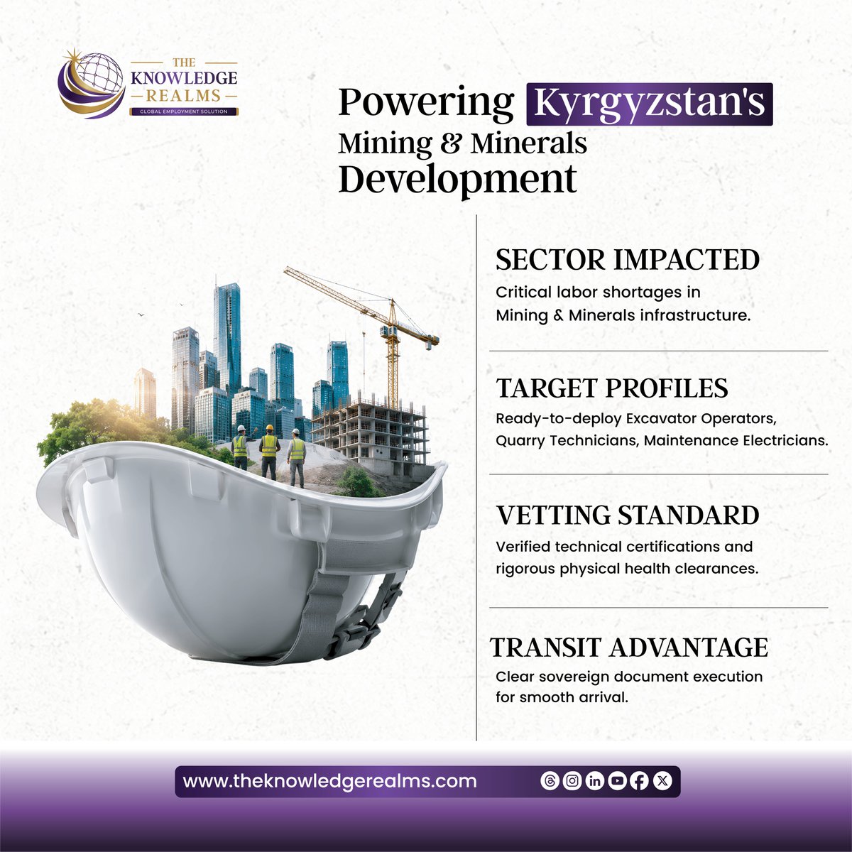 KnowledgeRealms's tweet photo. Maximize your enterprise production capability in Kyrgyzstan by filling critical Mining &amp; Minerals workforce vacancies. 🇰🇬 Knowledge Realms (Pvt) Ltd supplies skilled &amp; non-skilled Pakistani personnel with compliant, deployment-ready manpower solutions. #KyrgyzstanWorkforce https://t.co/PaWWlAcOJg