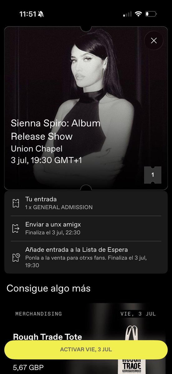 roek06's tweet photo. Selling 1 ticket for Sienna Spiro Album Release Show July 3 at Union Chapel DM me! #SiennaSpiro #Album #Release #UnionChapel https://t.co/7cyrlLFR1X