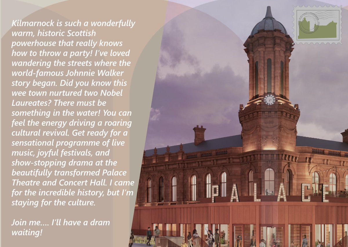 EastAyrshire's tweet photo. 📣 Kilmarnock is in the running to become the UK Town of Culture 2028!

Join us in celebrating our incredible community, rich culture and local talent, while showing support for all the towns taking part across the UK.

#UKTownofCulture @DCMS https://t.co/xiFasFuciE