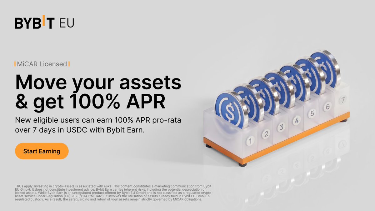 BybitEU's tweet photo. Move your assets &amp; get 100% APR