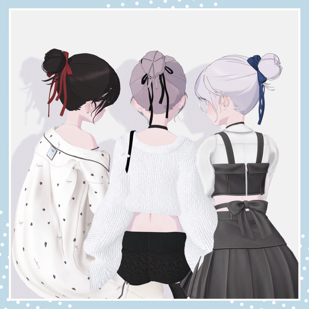 AMIA_shop's tweet photo. .⋆𝜗𝜚 ┈┈┈ 新作発売 ┈┈┈ ⁡𝜗𝜚.⋆

りぼんお団子ヘア🎀
販売開始しました！

ぱっつんの前髪と揺れるリボンがかわいいおだんごヘアーです♡

BOOTH🔗https://t.co/LqfxAD4R3m

 #booth_pm  #Lapwing #AMIA_shop https://t.co/nXRlpVeA0u