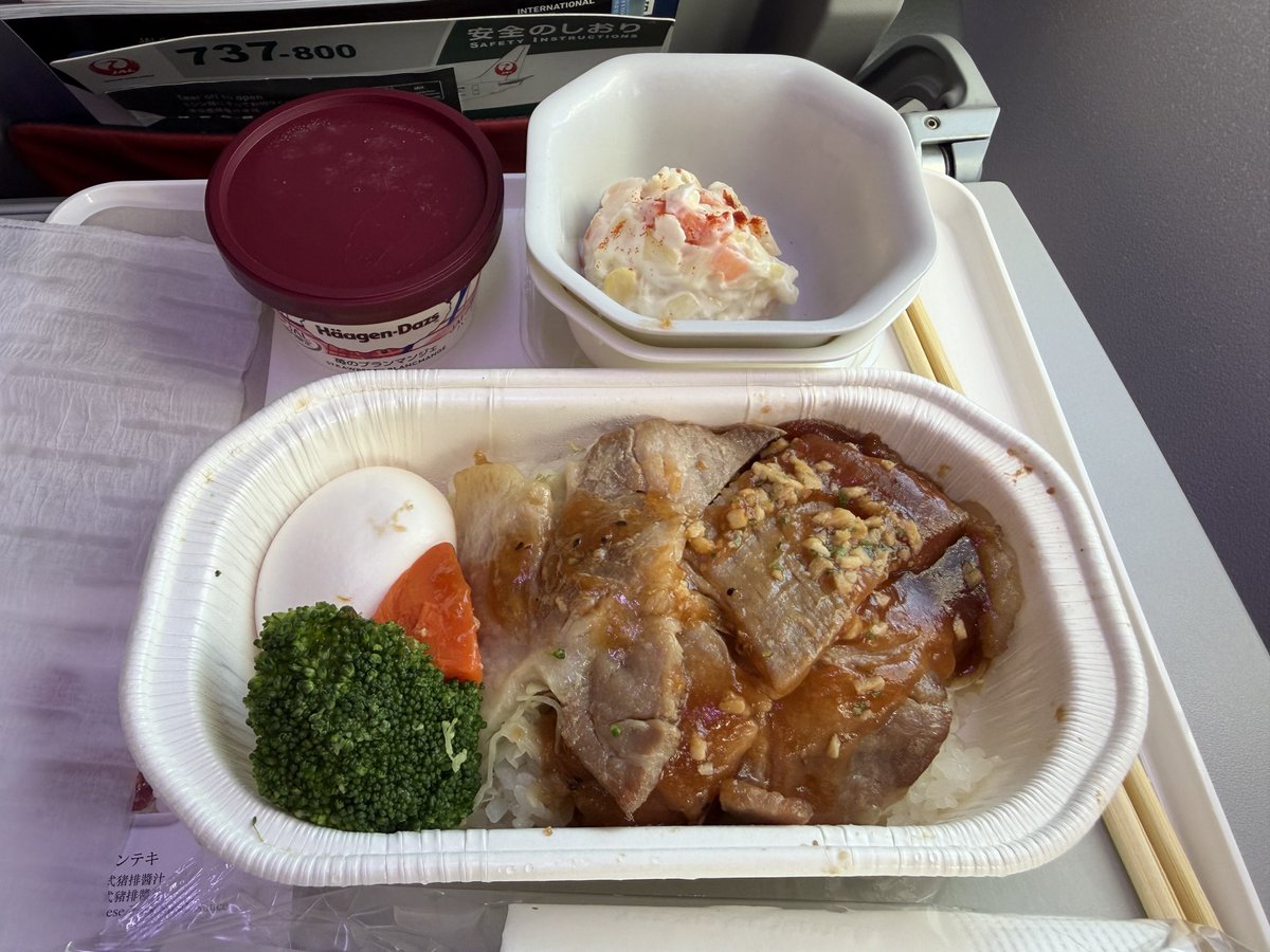 Rakuki56's tweet photo. 在回国的飞机上，用日本航空免费wifi发个推测试一下
好家伙直接给我定位到🇰🇷韩国了...
JAL的服务真好，伙食也不错😊还能吃到限定版哈根达斯～ https://t.co/FebfWctsnl