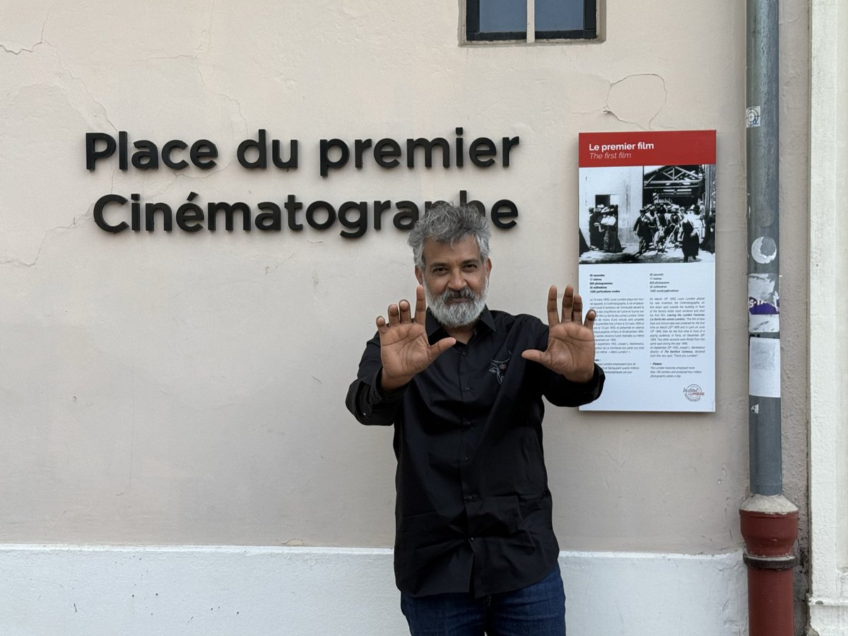 ssk1122's tweet photo. One after another - after the French Cinematheque, this time where CINEMA was born, Institut Lumiére, LYON! 🥹❤️
Just to have his films EEGA & RRR screen at the place where the first shot using a cinematograph was EVER shot is so overwhelming and SSR being honouring with a plaque on their wall amongst the greats is the most emotional moment! 🥹🙏

Listening to people say that they are discovering Indian cinema through his films and exploring Indian stories and culture is so gratifying! ❤️🥹

Such a satisfying and full filing trip! 🙏🙏🙏 

@ssrajamouli have really come a looong way and really excited and looking forward to the loooong journey ahead, Baba! 🥹❤️