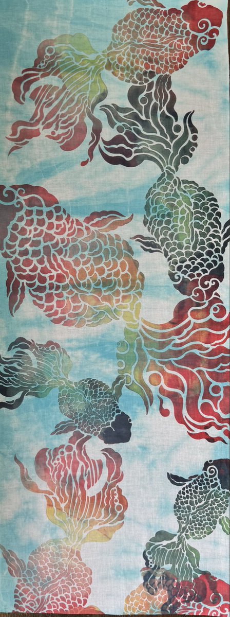 katazomesaki's tweet photo. てぬぐい
金魚青／唐獅子／龍／きつねづくし赤

『カタゾメの布　北村紗希個展』
銀座の金沢　2026年７月8日〜20日（月／祝）Open 11時〜19時（最終日は16時閉場）／東京都中央区銀座5-1-8銀座MSビル2階https://t.co/E15ZQo0OHq
７月10日11日にはワークショップも開催致しますご予約受付中！ https://t.co/lao0yupQHr