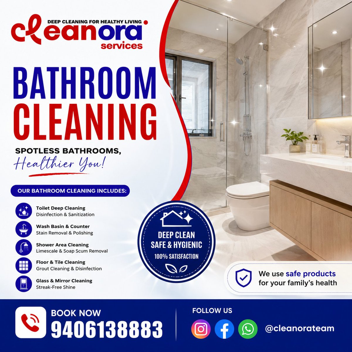 cleanorateam's tweet photo. β¨ Bathroom Cleaning? Leave the Mess to Us! πΏπ§ΌA #CleanoraServices #BathroomCleaning #DeepCleaning #HomeCleaning #ProfessionalCleaning #Sanitization #HealthyLiving #SparklingClean #CleaningExperts #CleanHome #Raipur #Chhattisgarh https://t.co/US40Y0U5j8