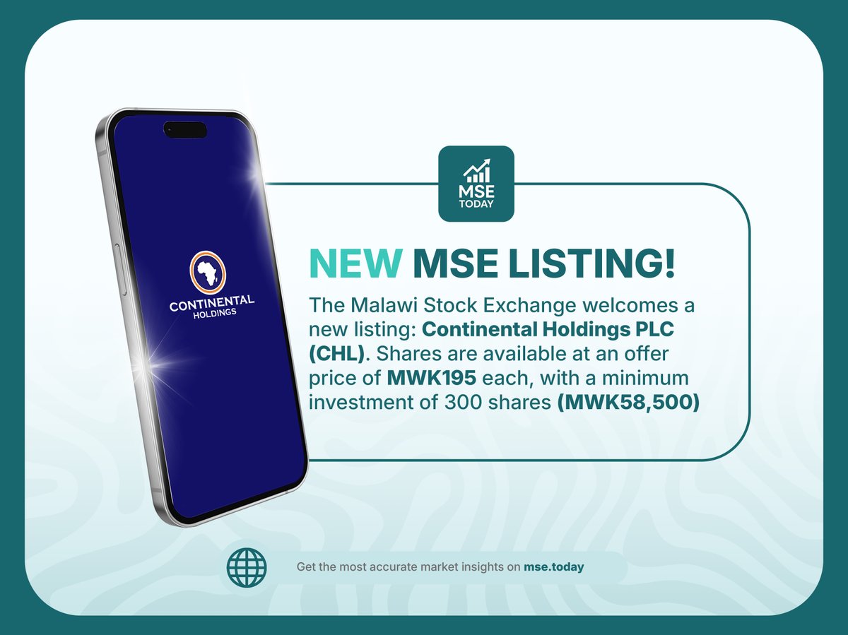 msetoday's tweet photo. The Malawi Stock Exchange welcomes a new listing🥳
👉🏾Download the MSE Today App to stay informed: https://t.co/EdlIiwhzN0 https://t.co/2MKlvGbmz0