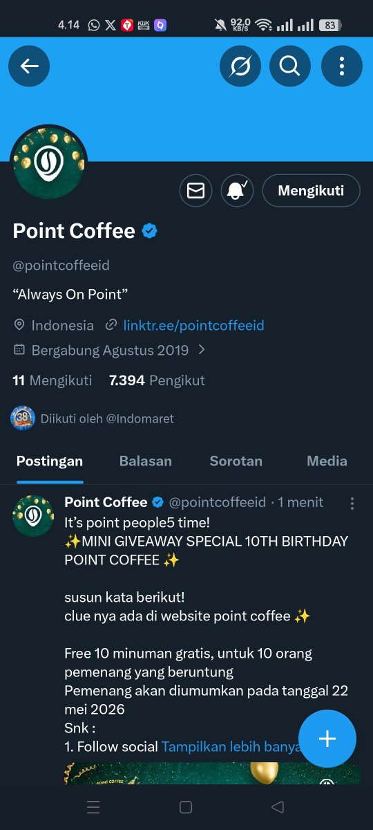 himaulidaa's tweet photo. @pointcoffeeid Jawabannya : Rp. 4.000,-

Yuk ikutan! 🙌🏻 @ciloqciliq @cancarahi @washitbola https://t.co/JChOK1FokX