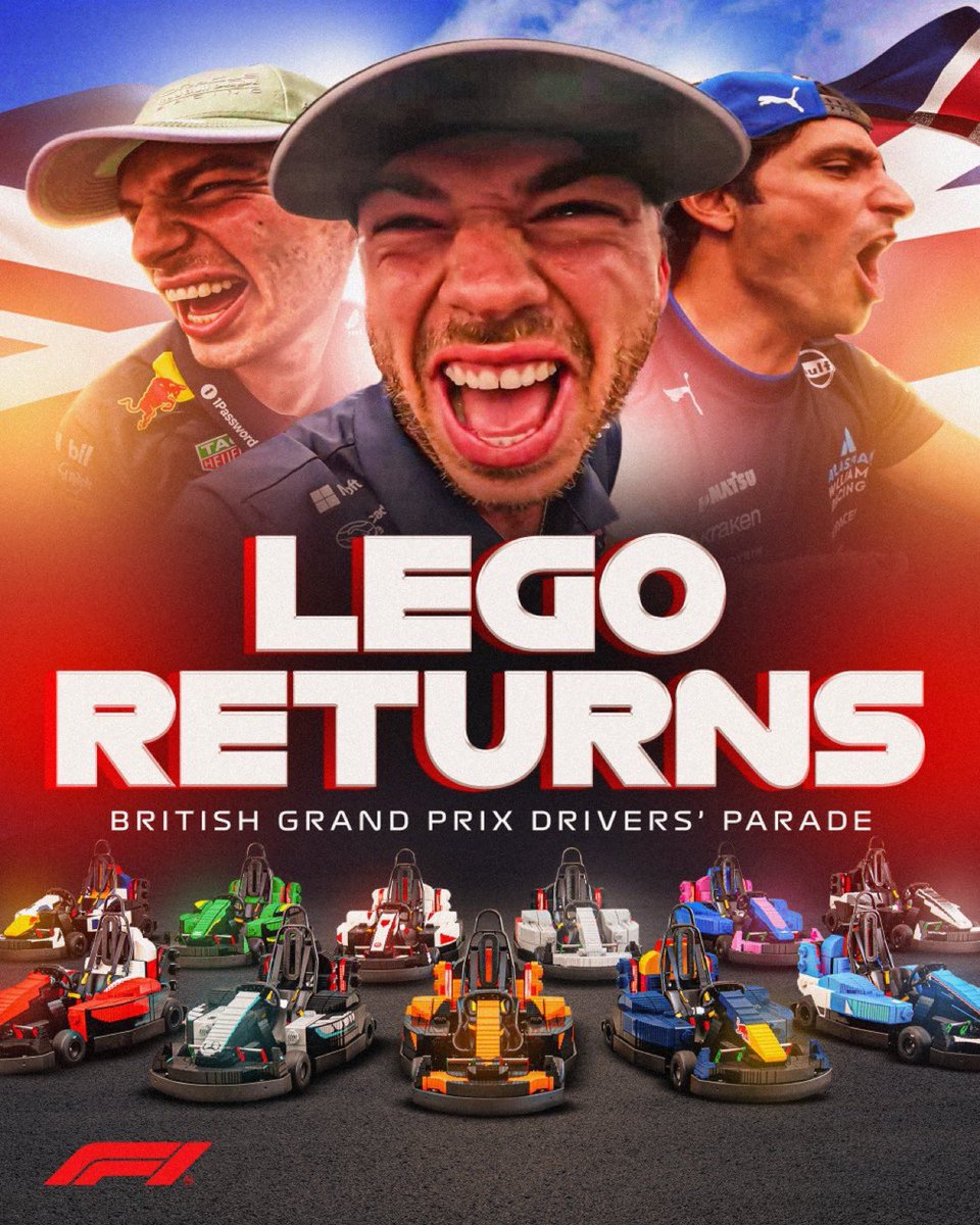 ln4norris's tweet photo. LEGO DRIVERS PARADE IS BACK FOR SILVERSTONE &amp; EACH DRIVER WILL GET THEIR OWN CAR!!!! https://t.co/hEvup31nGS