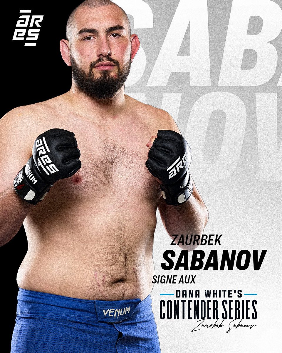 ares_fighting's tweet photo. Le poids lourd Zaurbek Sabanov fait son entrée aux Dana White’s Contender Series ! 🔥

Il performera pour décrocher son ticket pour l’UFC. 🇺🇸
Auteur de performances spectaculaires sous la bannière ARES Fighting, il est prêt à marquer les esprits une fois de plus. 💥

#ARESFC https://t.co/Zcaz6N5bBn