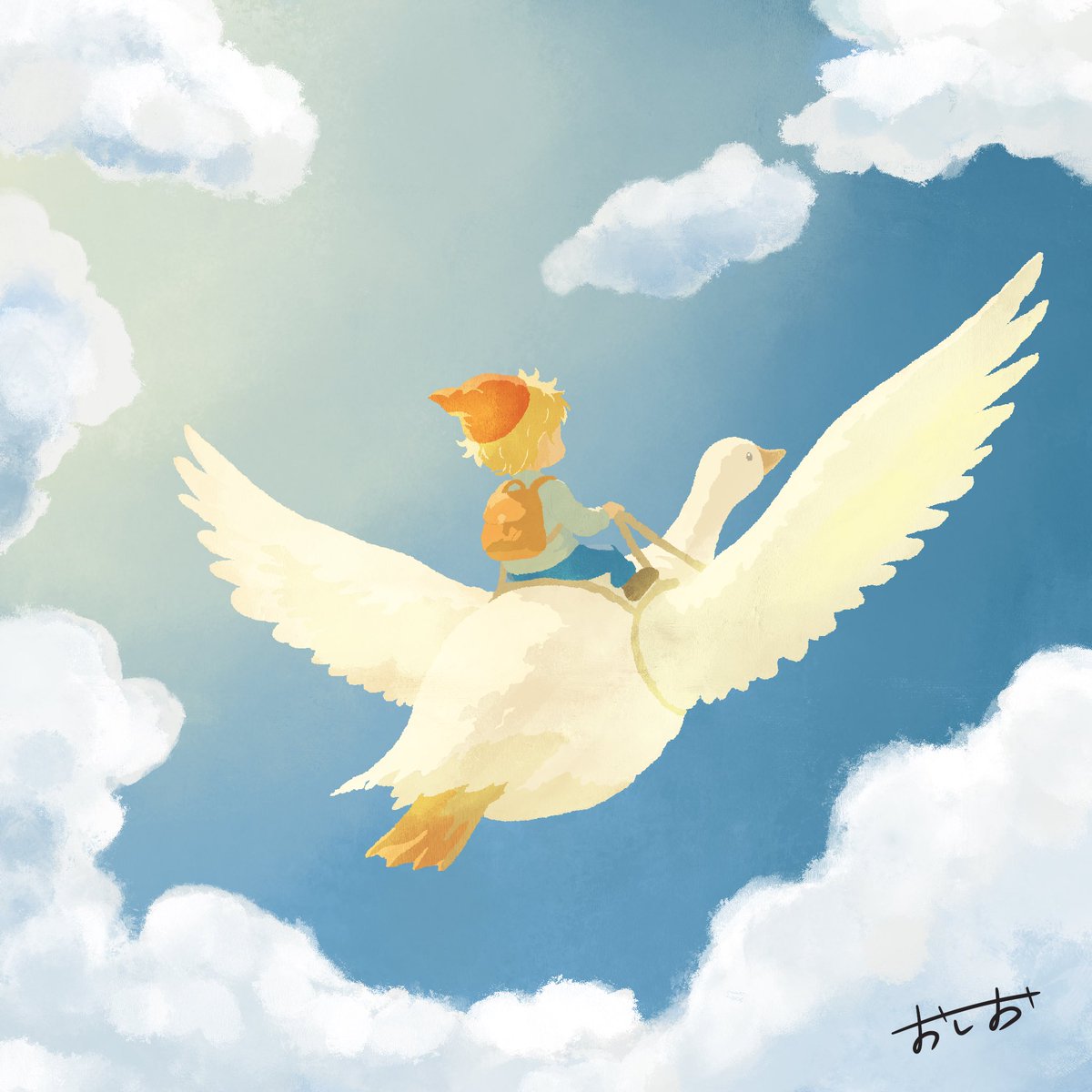 o_shio_kun's tweet photo. 【さよならモルテン】

鳥に乗って旅する少年
どこまでも北へ行く
相棒はガチョウのモルテン
そんな小説を読む

#幻燈
#さよならモルテン
#ニルスのふしぎな旅
#ヨルシカファンアート https://t.co/VlRnZvv18l