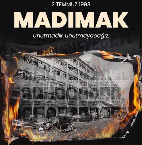 acankartal's tweet photo. Madımak katliamı, bir insanlık suçudur, insanlığa karşı suçlarda zaman aşımı olmaz! 

2 Temmuz 1993'te Sivas'ta katledilen canlarımızı saygıyla anıyorum. 

Unutmadık, unutturmayacağız.
#UnutMadımaklımda #SivasKatliamı https://t.co/KYKXby6iIL