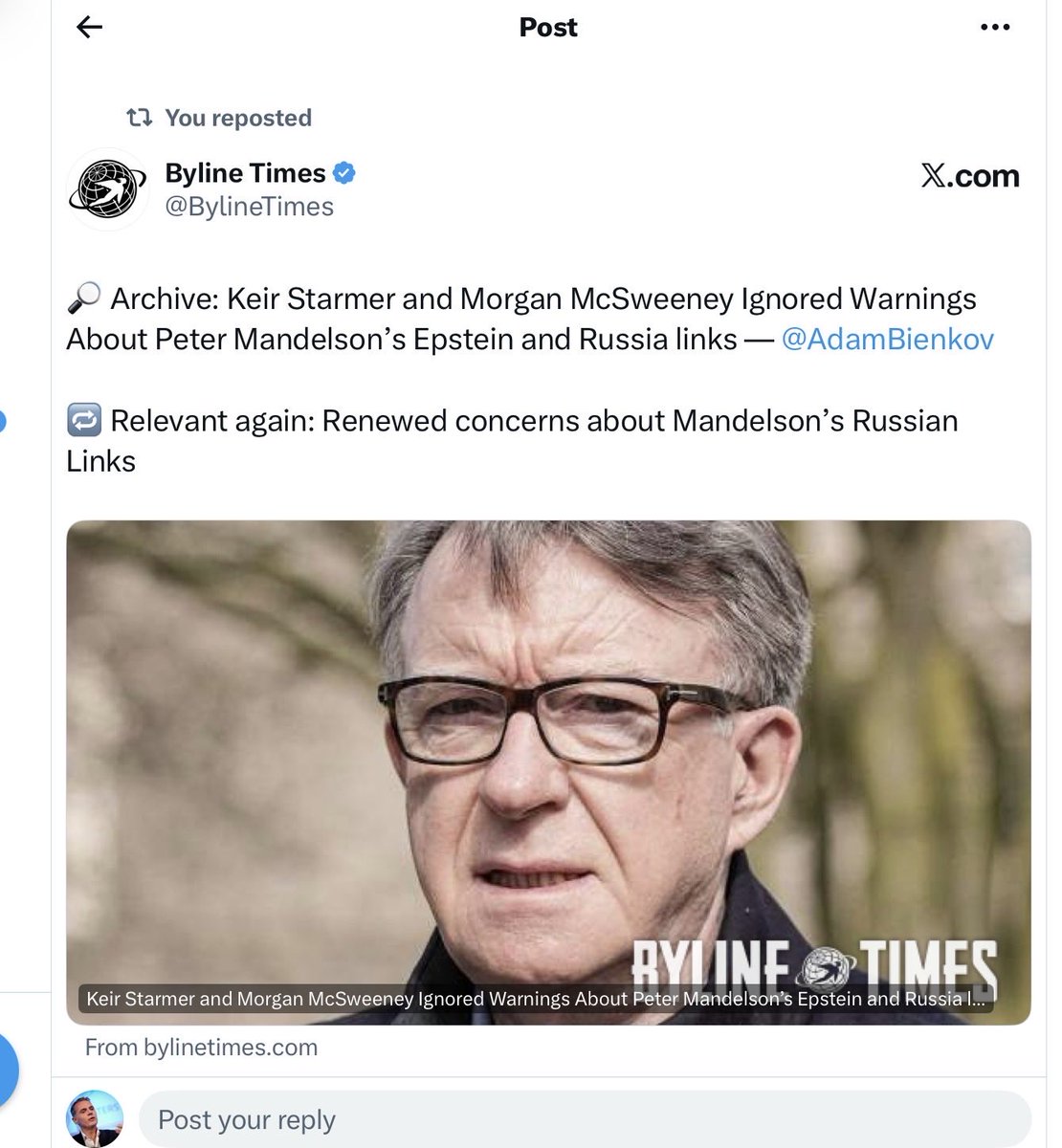 peterjukes's tweet photo. Both the Thiel/Palantir scandal, and the Mandelson/Deripaska scandal lead back to one figure — Jeffery Epstein https://t.co/iYrIjnoH7l