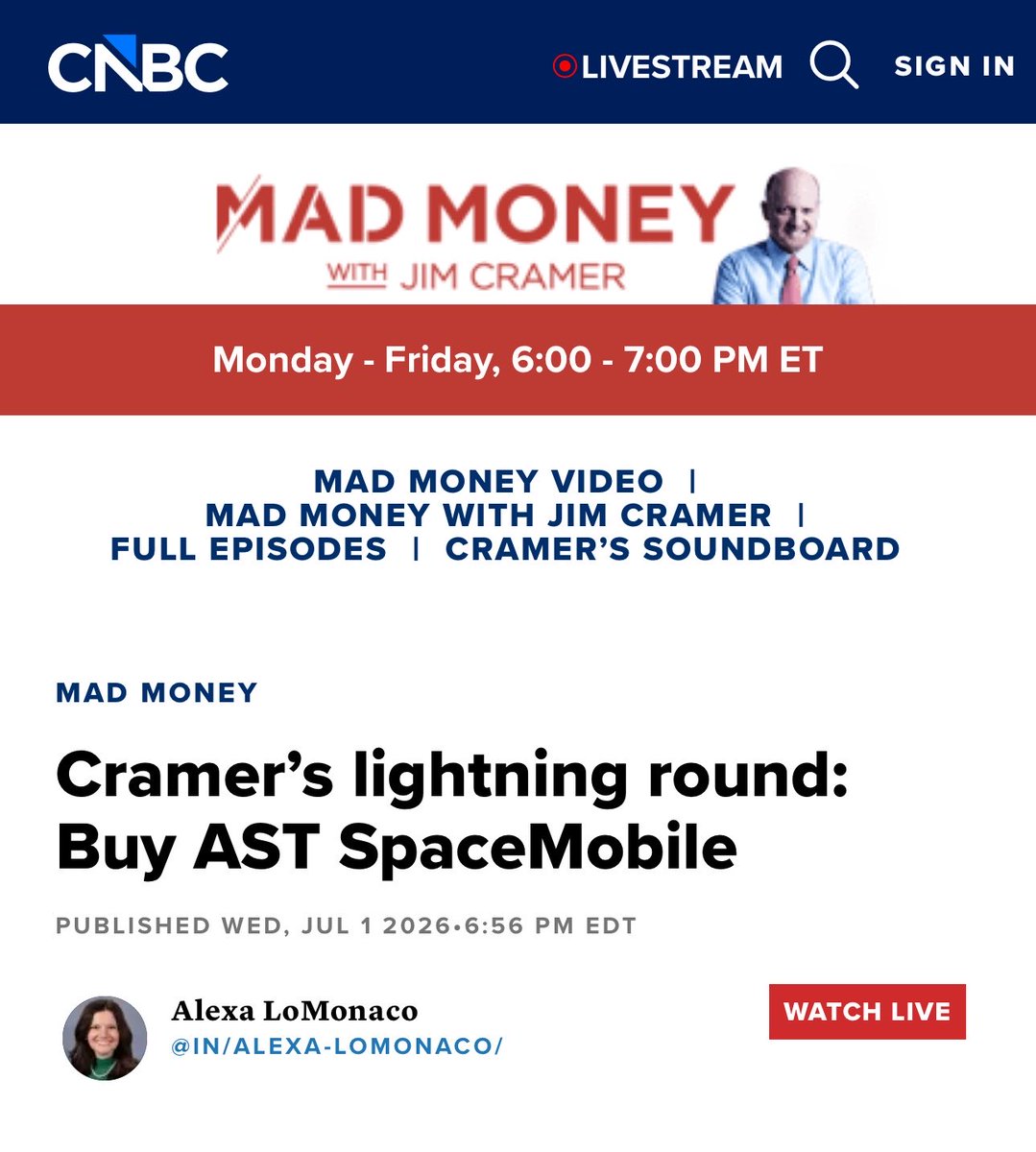 gulVasikova's tweet photo. $ASTS Most people saw Jim Cramer say “Buy AST SpaceMobile.”

I think that’s just the headline.

The bigger story is why AST continues attracting so much attention.

AST isn’t competing to build a better smartphone.

It’s trying to eliminate one of the biggest problems in mobile communications.

Dead zones.

Imagine driving through the mountains, crossing the ocean, or hiking in a national park.

The moment you lose cell service, your phone becomes far less useful.

AST’s vision is simple but ambitious:

Turn satellites into cell towers in space.

Instead of building thousands of towers on the ground, connect directly to ordinary smartphones from orbit.

If that vision works at scale, it could change how billions of people stay connected.

That’s why investors continue to watch the company so closely.

The heavy call option activity tells us many traders are positioning for potential upside.

But options only reflect expectations—not certainty.

The real question isn’t whether AST can rally this week.

It’s whether the company can prove its technology works reliably, expand its satellite network, and generate meaningful revenue.

Sometimes the biggest investment opportunities begin with solving a problem that everyone has simply learned to live with.

For AST, that problem is simple:

What if your phone never lost signal?