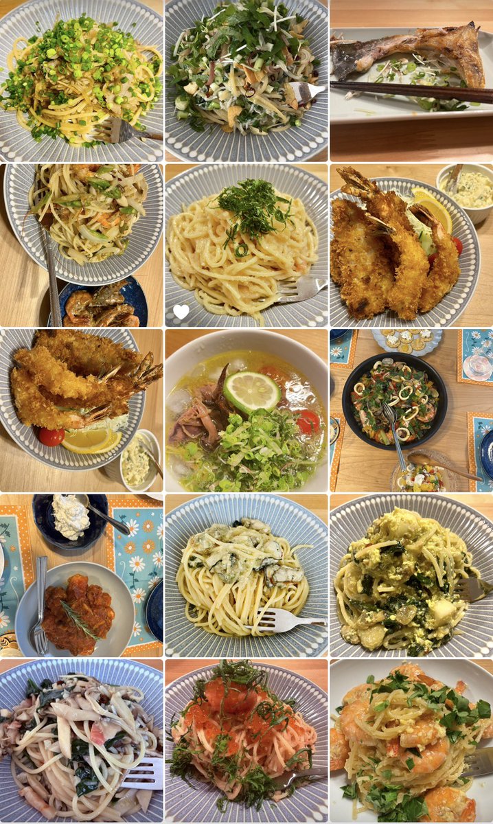 uril4's tweet photo. 我が家は夫が料理得意、私は食べるの大好き、なので料理のメイン担当は夫。
見た目もキレイに盛り付けるので、すごいスキルだなと。
私が作ったものは基本「地獄風」と呼ばれるのにw

夫料理画像フォルダをみてほしい！
私がパスタ大好物なので、かなりのパスタ率www https://t.co/mjZxux5U9L