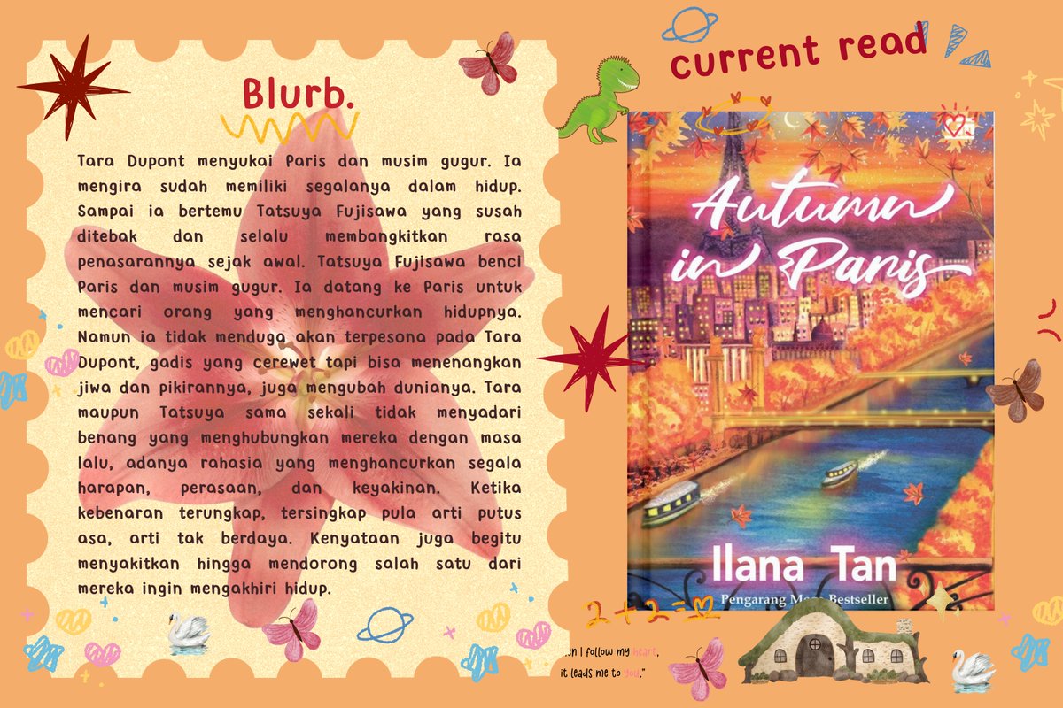 sorenavistha's tweet photo. ㅤㅤㅤㅤ
★—Current reading #PageswithAisa
Autumn In Paris by Ilana Tan.
📚 : 260 Pages.
ㅤㅤㅤㅤ https://t.co/3VQrFw1lQb