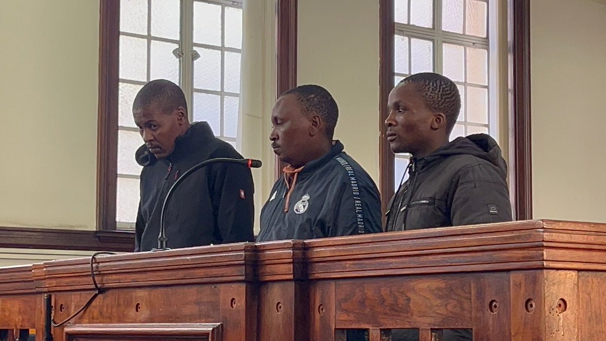 SABCNews's tweet photo. Three Lesotho nationals appeared in the Johannesburg Magistrate's Court this morning for allegedly shooting and killing 13 people at the Jumpers informal settlement in Cleveland last month. The case was postponed to Thursday next week for a formal bail application. For more visit https://t.co/LM0zXWIybT
Credit: Lerato Makola