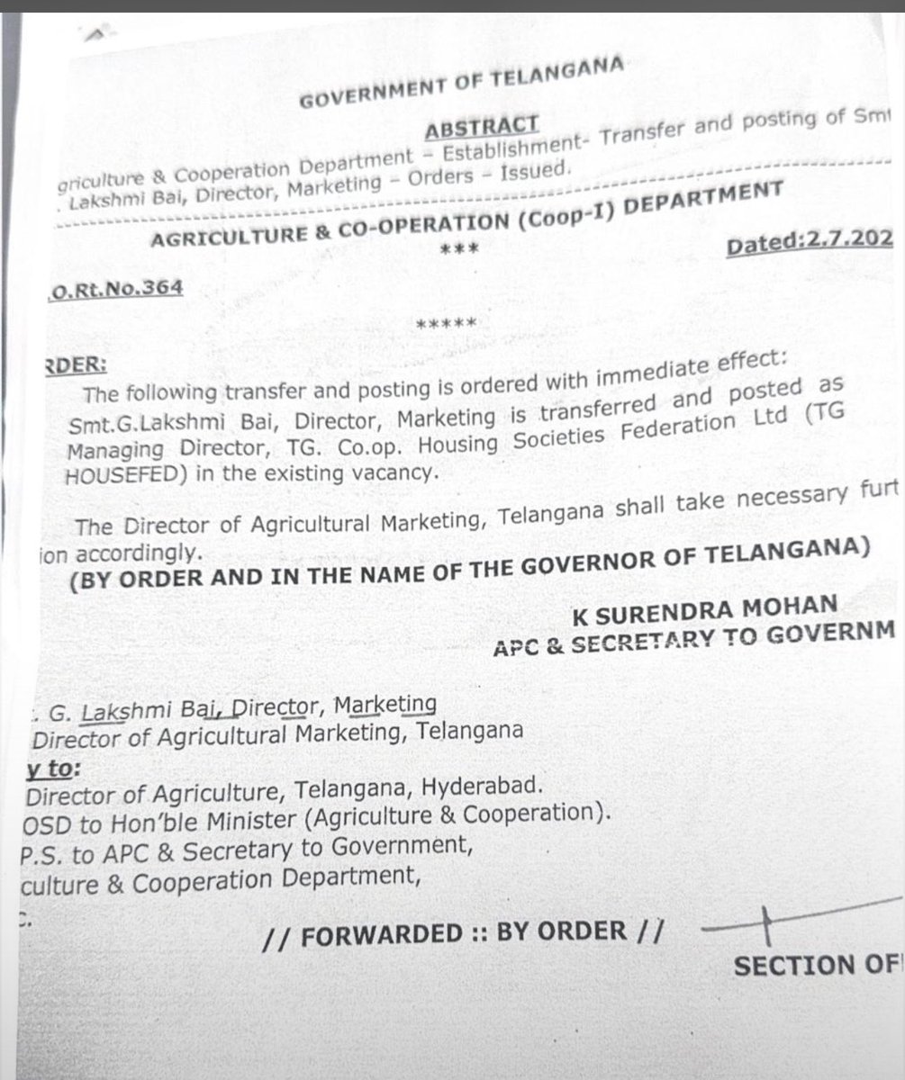 PallaviSwaero3's tweet photo. 33 years of unblemished service. 
3 Prime Minister's Awards. 
The pioneer behind India’s very first 
e-NAM implementation and 
Telangana's Integrated Agriculture Markets.

And how does the Congress govt reward, Smt. G. Lakshmi Bai garu? 
With a petty, vindictive transfer.

Fight RSP politically that’s a fair game. 
But dragging an honest, dedicated officer into your crosshairs is a new low. 
I vow to my community that the political defeat of Congress is our lifelong goal.

#JusticeForLakshmiBai 
#TelanganaPolitics #CongressVendetta #PettyPolitics #Telangana
@RSPraveenSwaero