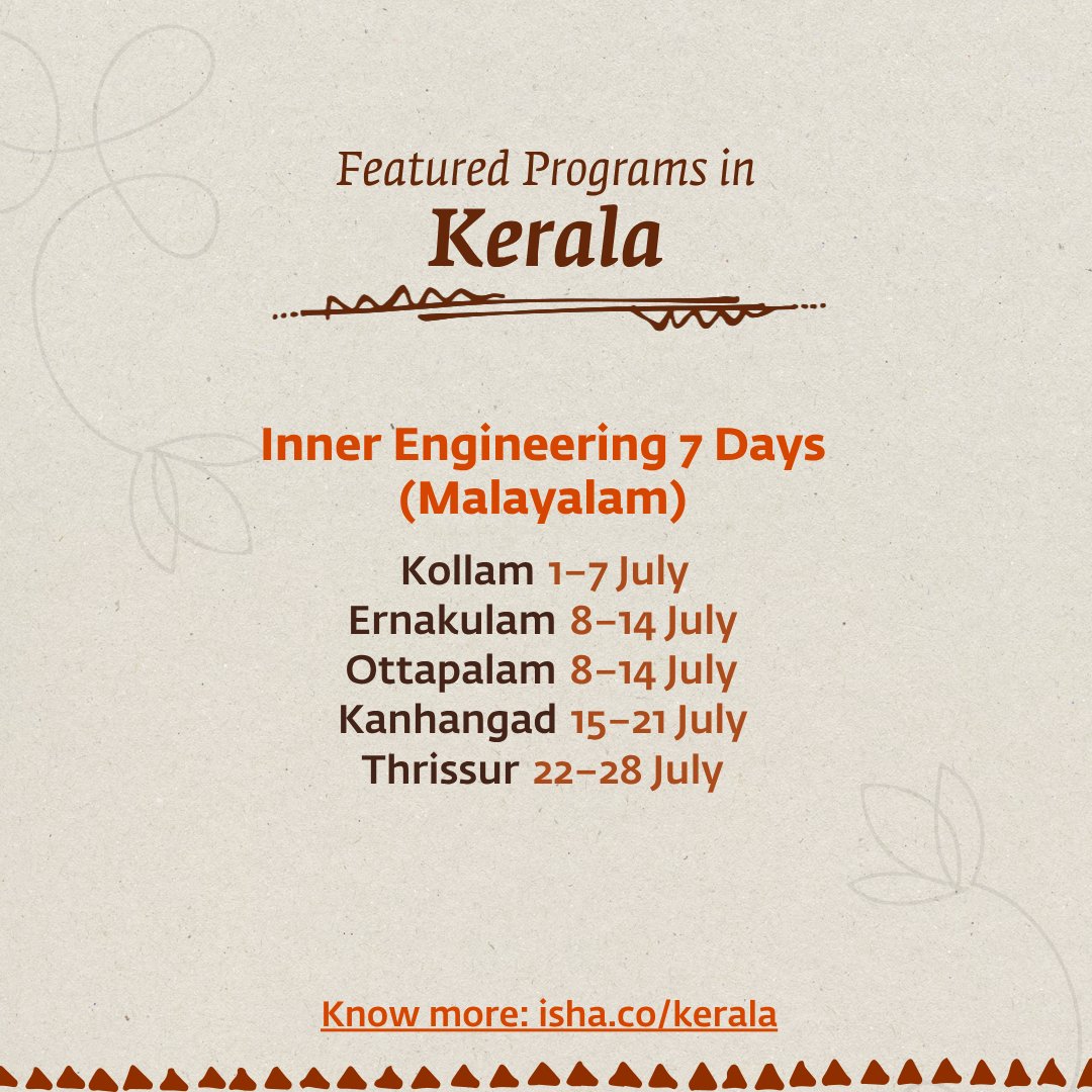 ishafoundation's tweet photo. In a continuing effort to offer at least one drop of spirituality to every human being on the planet, Isha programs and events are happening across Bharat this July.

Explore programs near you: https://t.co/KW1JbXaNSq https://t.co/qiiLi3676I