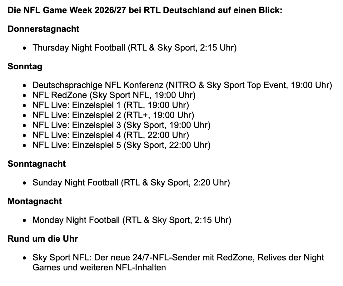 RNBWCV's tweet photo. 🇩🇪📺 Die NFL und RTL Deutschland verlängern ihre Partnerschaft vorzeitig um ein Jahr. 
RTL zeigt ab sofort zusätzlich alle Night Games sowie eine deutschsprachige Konferenz auf NITRO.
RTL wird mit Sky Sport neuer Pay-TV Partner der Liga und zeigt dort Spiele und die NFL Redzone! https://t.co/ve2vAqy6Cy