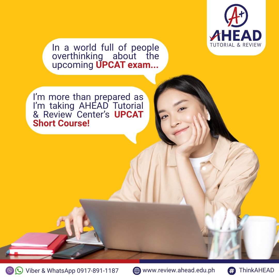 ahead_review's tweet photo. POV: Everyone's overthinking the UPCAT... but you're using the remaining time to prepare smarter. 📚✨
Every step of your preparation matters. Secure a slot today and message us now. ✨💬
Visit us at https://t.co/uMifOrL7Po
#AHEAD #AHEADTutorial #ThinkAHEAD https://t.co/Pvd1jCvyaM