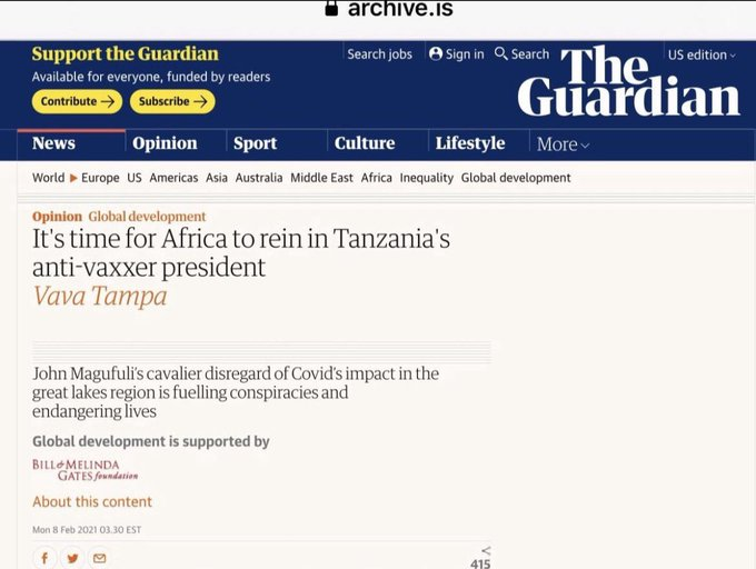 JamieAA_Again's tweet photo. Within a few weeks of this article, funded by the Bill &amp; Melinda Gates Foundation, John Magufuli the Tanzanian President who proved the PCR is fraudulent ,was dead.
 
He was replaced by Samia Suluhu Hassan who completely reversed Magufuli’s covid policies. https://t.co/RSkr3OsK0y