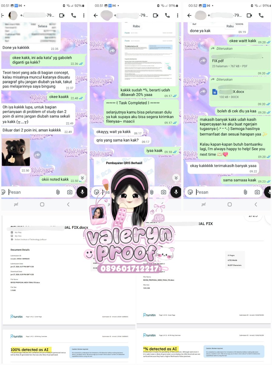 itsValkyrieee's tweet photo. helloow guys aku open nih jasa parafrase manual plagiasi &amp; AI~ bisa di turnitin, gptzero, drillbit, dan file berbahasa indo dan ingris jugaa ^^ tenang ajaa karena 100% NO TRIK CURANG~ untuk tanya harga cuss ke WA di bio langsung ya besttt #zonauang https://t.co/DqbSHnUMID