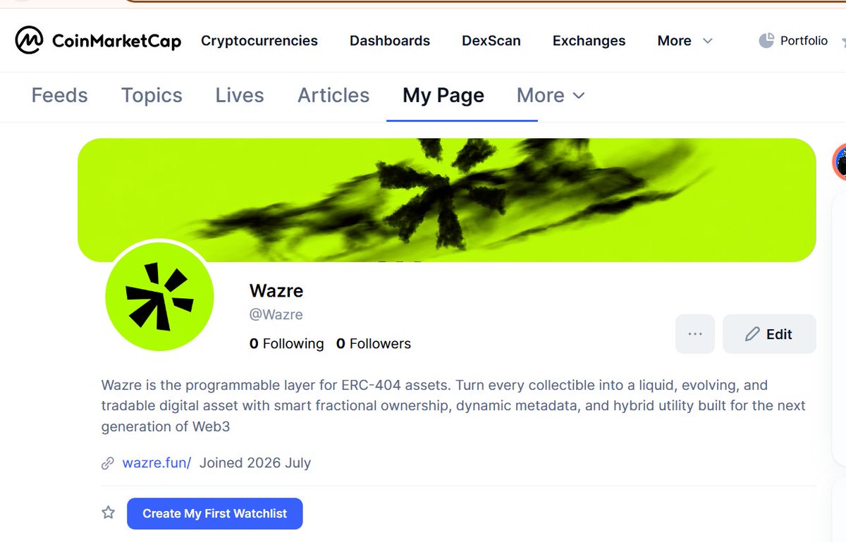 Wazredotfun's tweet photo. Join Cmc $WZRE 

https://t.co/EYTDfVtkVN https://t.co/lyLIBsPLcQ
