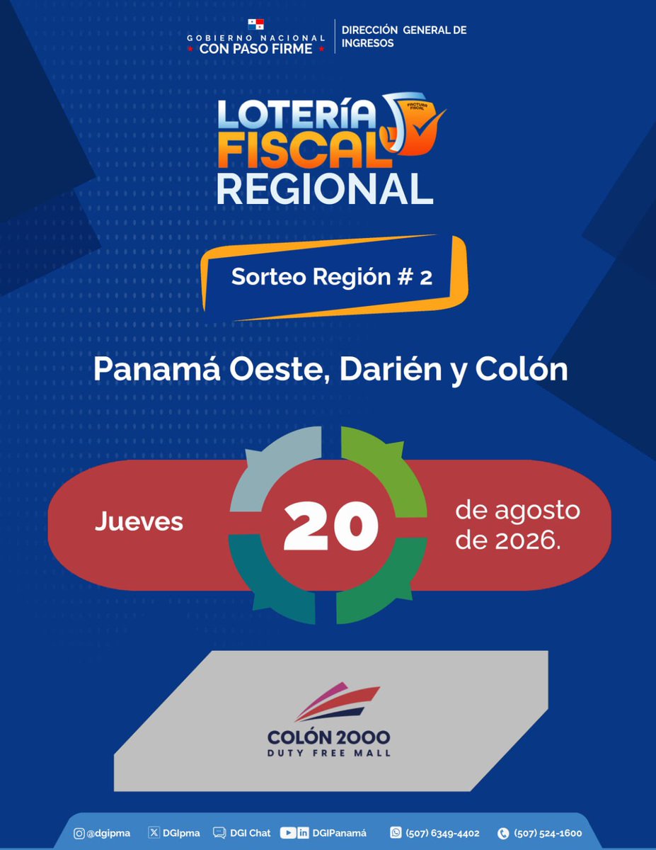 DGIpma's tweet photo. Fechas y centros comerciales donde se realizará  los sorteos de la Lotería Fiscal Regional.

No dejes pasar la oportunidad de convertirte en uno de nuestros afortunados ganadores. https://t.co/h7RQ3Zq6qy