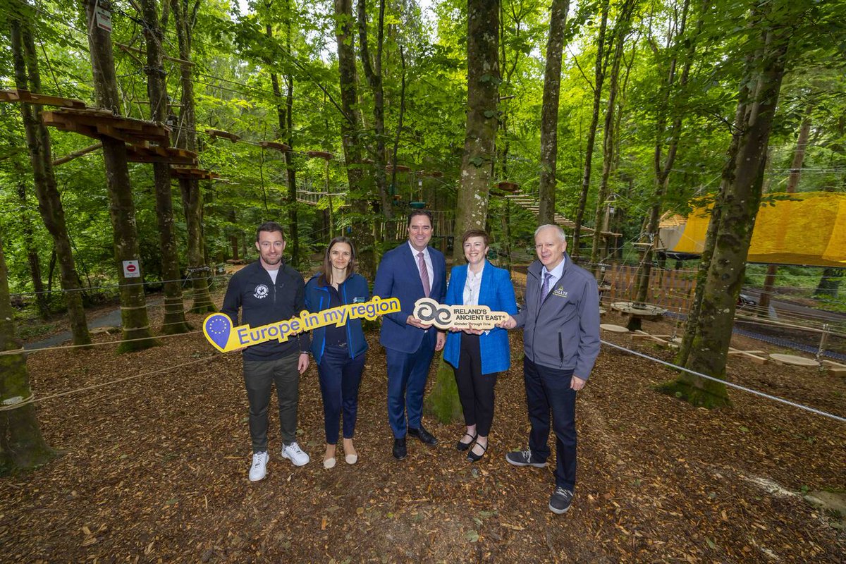 EUJTF_ie's tweet photo. Zipit Donadea, Co. Kildare, officially opened today by Minister @martinheydonfg  TD following a €1.5m investment.

€1.2m was provided through @Failte_Ireland's  Ireland’s Regenerative Tourism & Placemaking Scheme, co-funded by the Government of Ireland and the EU under the #EUJustTransitionFund, with €300k from @Zipitfa   🇪🇺🇮🇪

A new outdoor family adventure experience in Donadea Forest Park.

#EUinMyRegion #EUFunds

@EMRAssembly @eurireland @EUinmyRegion @DeptCEE @DeptEnterprise @SouthernAssembl @NWAssembly