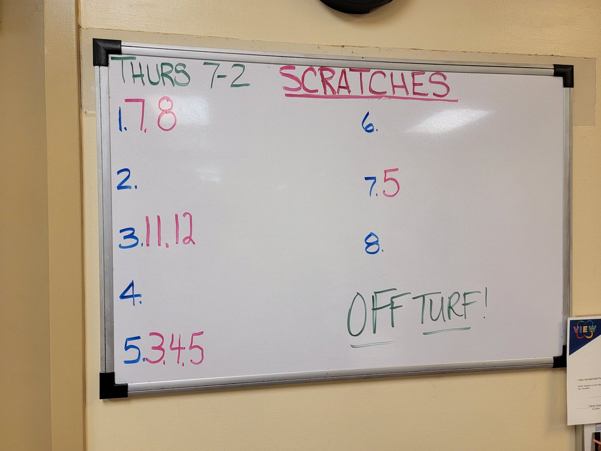TedArmstrong14's tweet photo. Here are your early scratches @EVDRacing on Thursday 7/2/26
💥Off the turf
8 races 
Post time 5:15 https://t.co/bciqNgCLBM