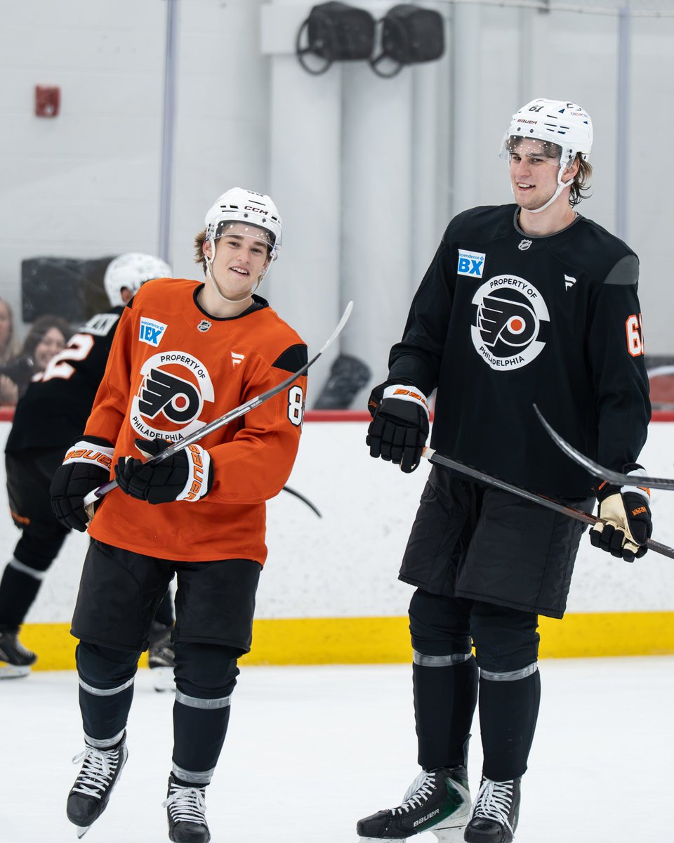 NHLFlyers's tweet photo. A gameday morning skate for Team Jones and Team Briere. 💪

Tonight’s scrimmage starts at 6PM and is open to the public at @FlyersTCenter! https://t.co/bi1UPEO3CL