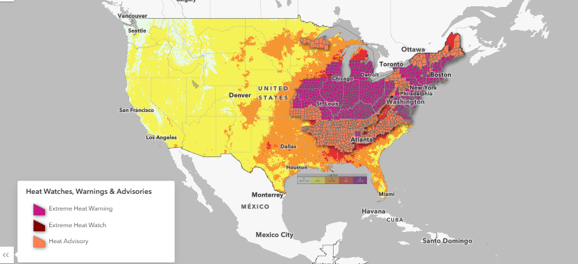 HeatGov's tweet photo. Today, over 40 million people in the US are under active extreme heat advisories, watches, and warnings. Make sure to stay cool, hydrated, and informed. Know the signs of heat-related illness and how to stay safe.

Visit https://t.co/U1Hgc4wLo1 for more #HeatSafety information. https://t.co/7L85sDIP8S
