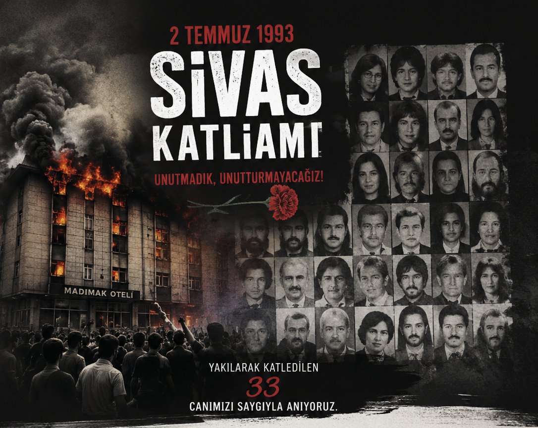 Findiklicokses's tweet photo. Yaşamak görevdir bu yangın yerinde
Yaşamak, insan kalarak."

33 yıl önce karanlık zihniyetler tarafından Madımak Oteli'nde vahşice katledilen insanlarımızı saygı ve özlemle anıyoruz. 
.
.
.
#2temmuz1993sivaskatliamı 
#unutMADIMAKlımda https://t.co/gJid3lAsIT