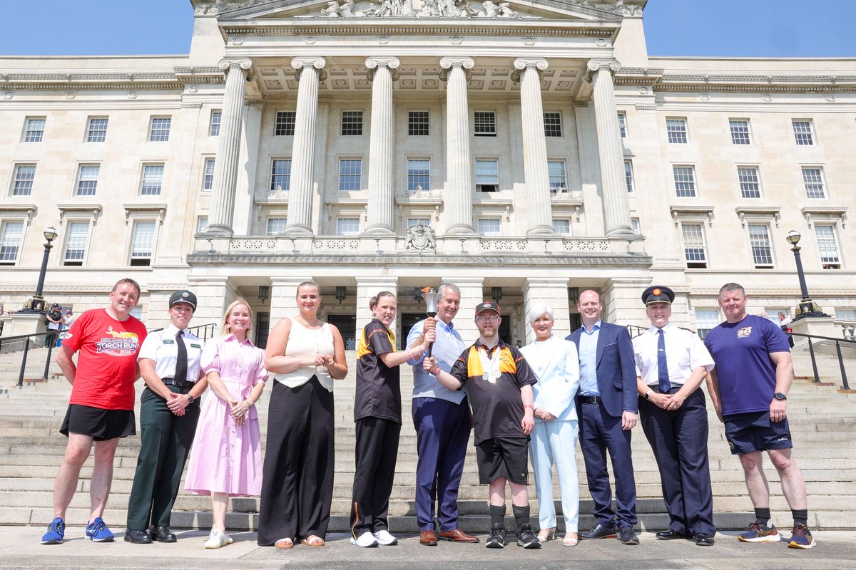 ExecOfficeNI's tweet photo. Junior Ministers Aisling Reilly and Joanne Bunting attended a reception at Parliament Buildings to celebrate the Special Olympics Team Ulster Athletes and the 30th anniversary of the PSNI Law Enforcement Torch Run programme. 
The Junior Ministers congratulated Team Ulster athletes on qualifying for the 2027 Special Olympics World Summer Games in Chile and wished them every success.